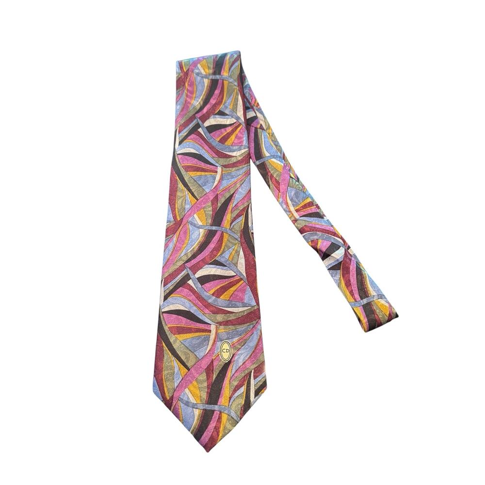 Vtg Christian Dior Made in the USA Abstract Print Classic Neck Tie